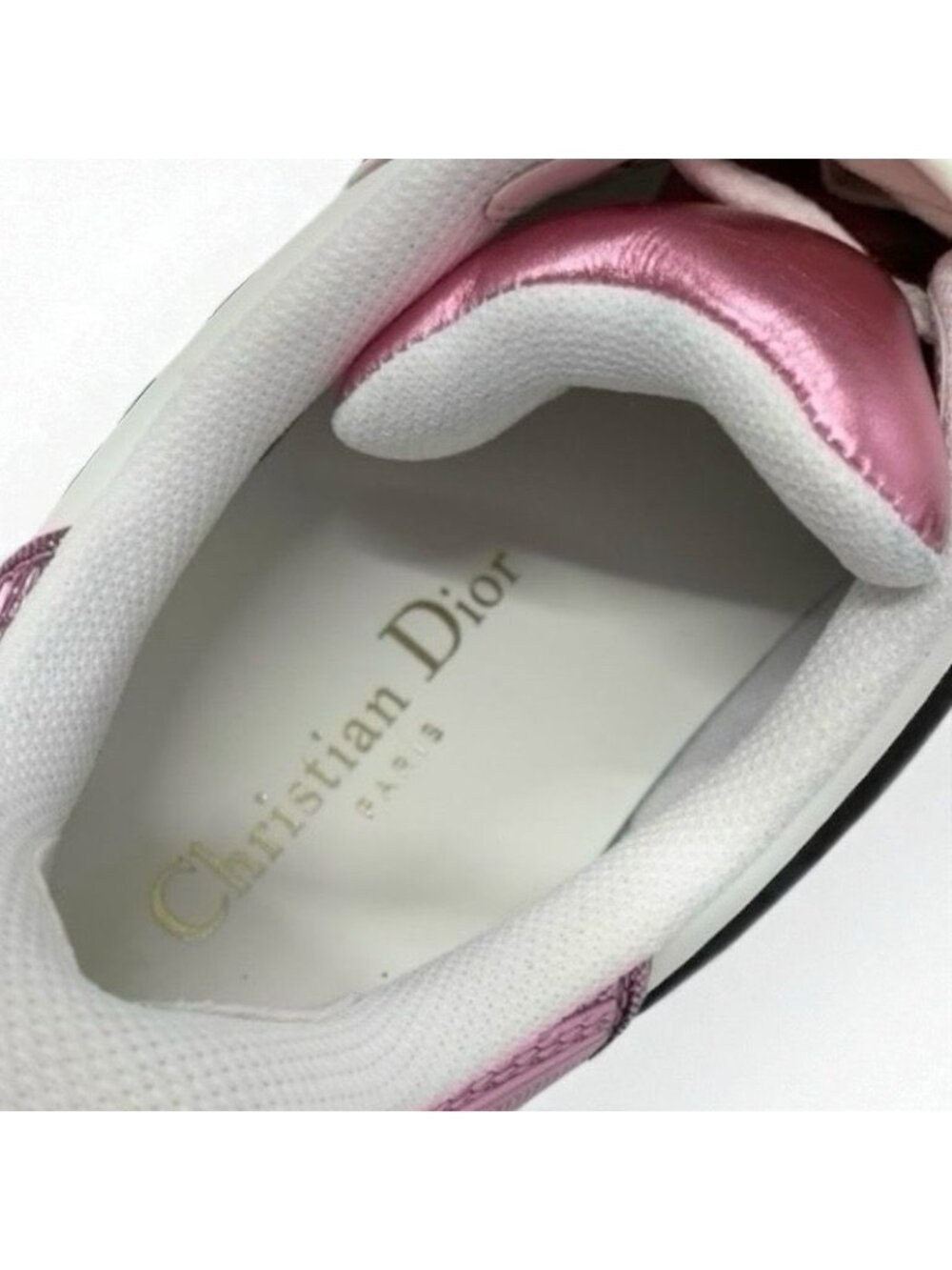 Christian Dior-id Sneakers Shoes Leather Rubber White Pink Logo Velcro - Picture 7 of 10